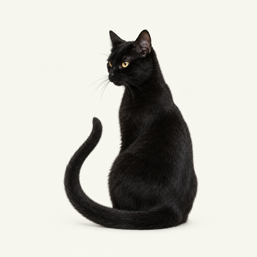 Black cat with golden eyes, perched above the title